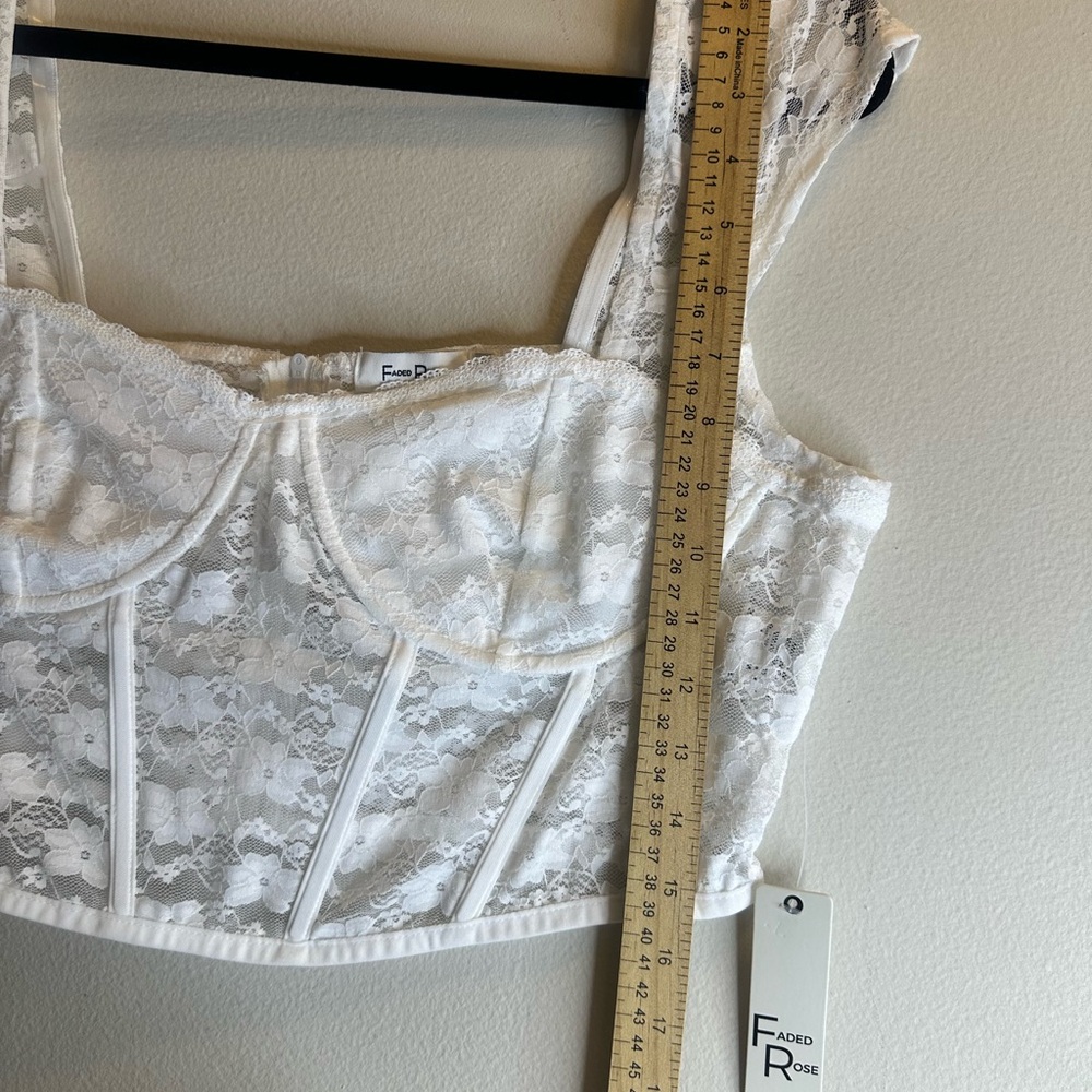 NWT Faded Rose Corset Bustier Women's White Cropped Lace Top Size XL - Picture 5 of 8